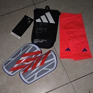 Adidas Kid's Medium Orange and Gray TiroShin Guards with Socks